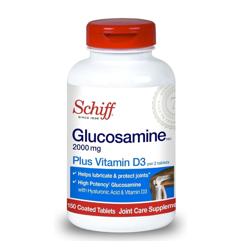 Schiff Glucosamin 2000mg dengan Vitamin D3 dan Acid Hyaluronic, 150 tablet - Tambahan Bersama