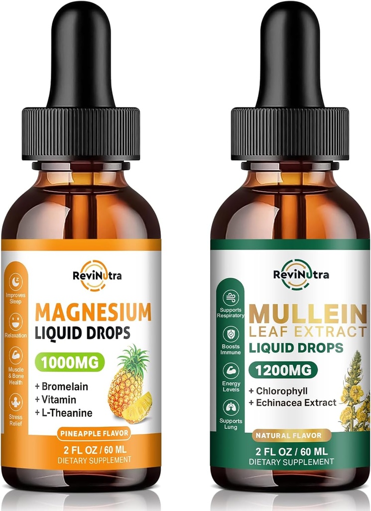 Liquid Magnesium Suplemen & Mullein Drops for Lungs
