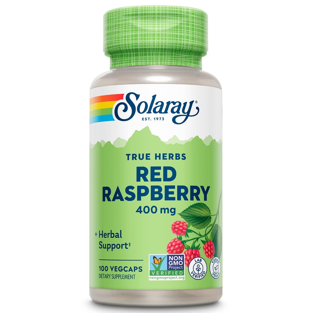SOLARAY Red Raspberry Leaves Capsules, 400 mg 14; 100 Cacah
