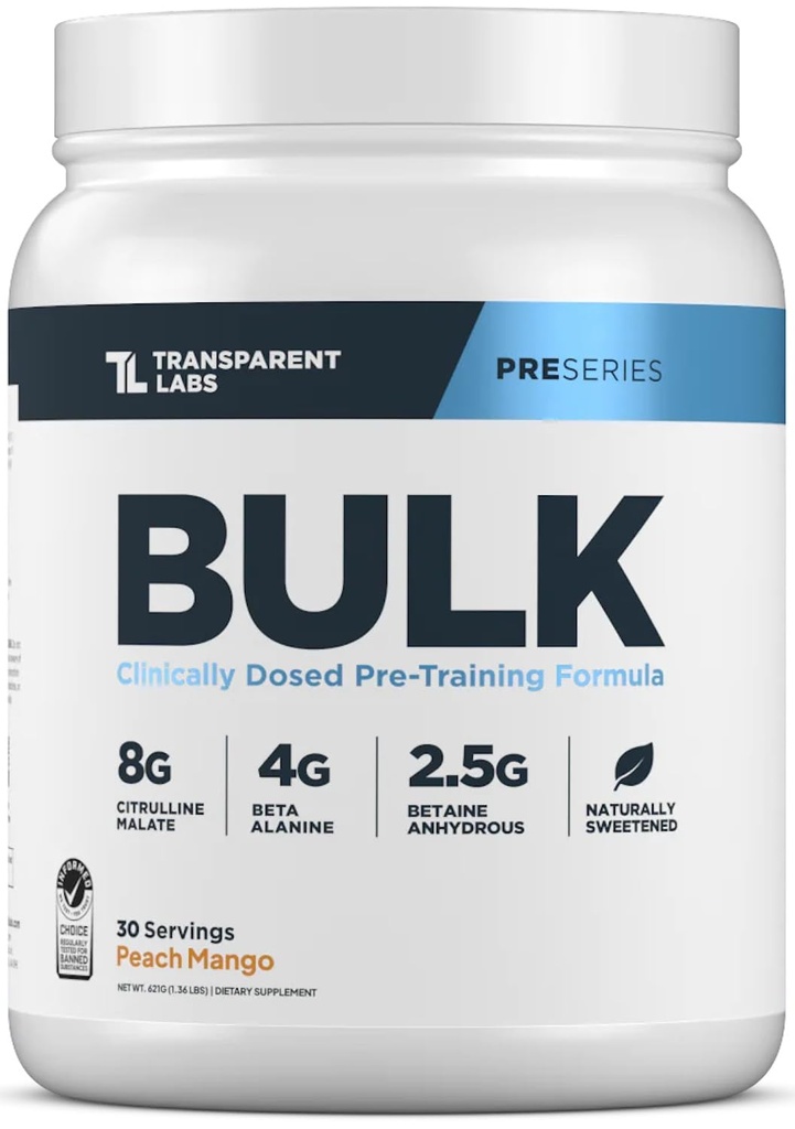 Lab Transparent Blak Pre Workout Powder - Tentu Sweetened Advanced Pre- Workout Formula untuk Gedung Muscle dan Kekuatan - 30 Pelayan, Peach Mango