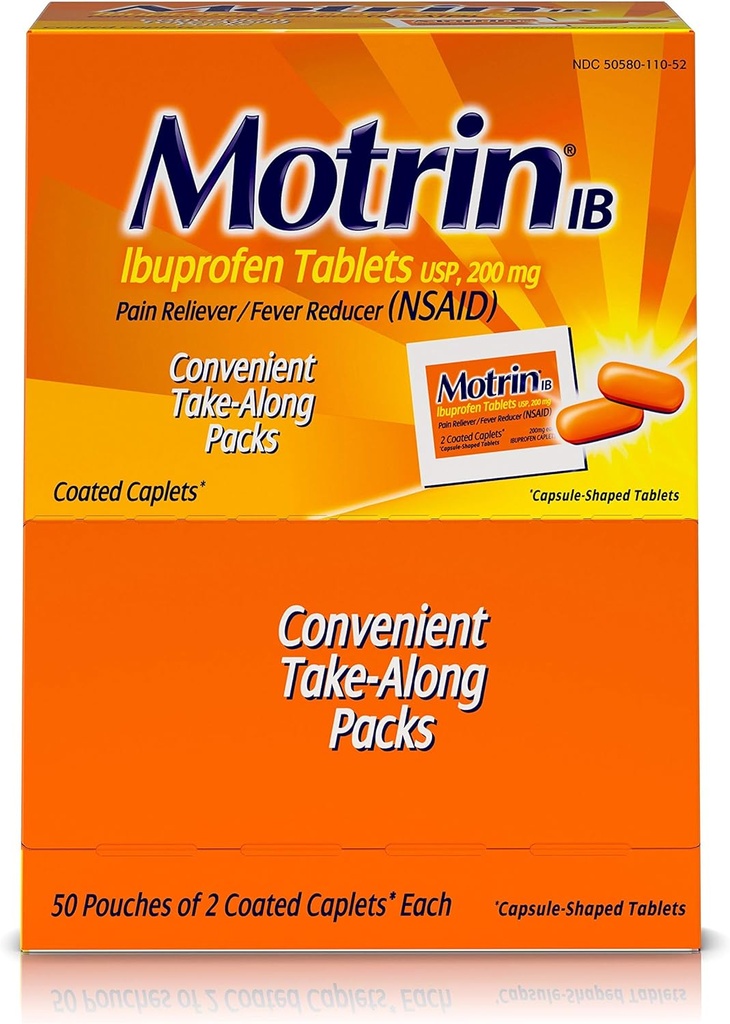 Motrin IB 48152 Ibuprofen Tablet, 2 Cacah (Paket 50)