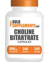 BulkSuplements.com Choline Bitarcling Kapsul - Choline L-Bitartrat - Choline 600mg, 2 Capsules per Serving, 240 Capsules (Pack 1)