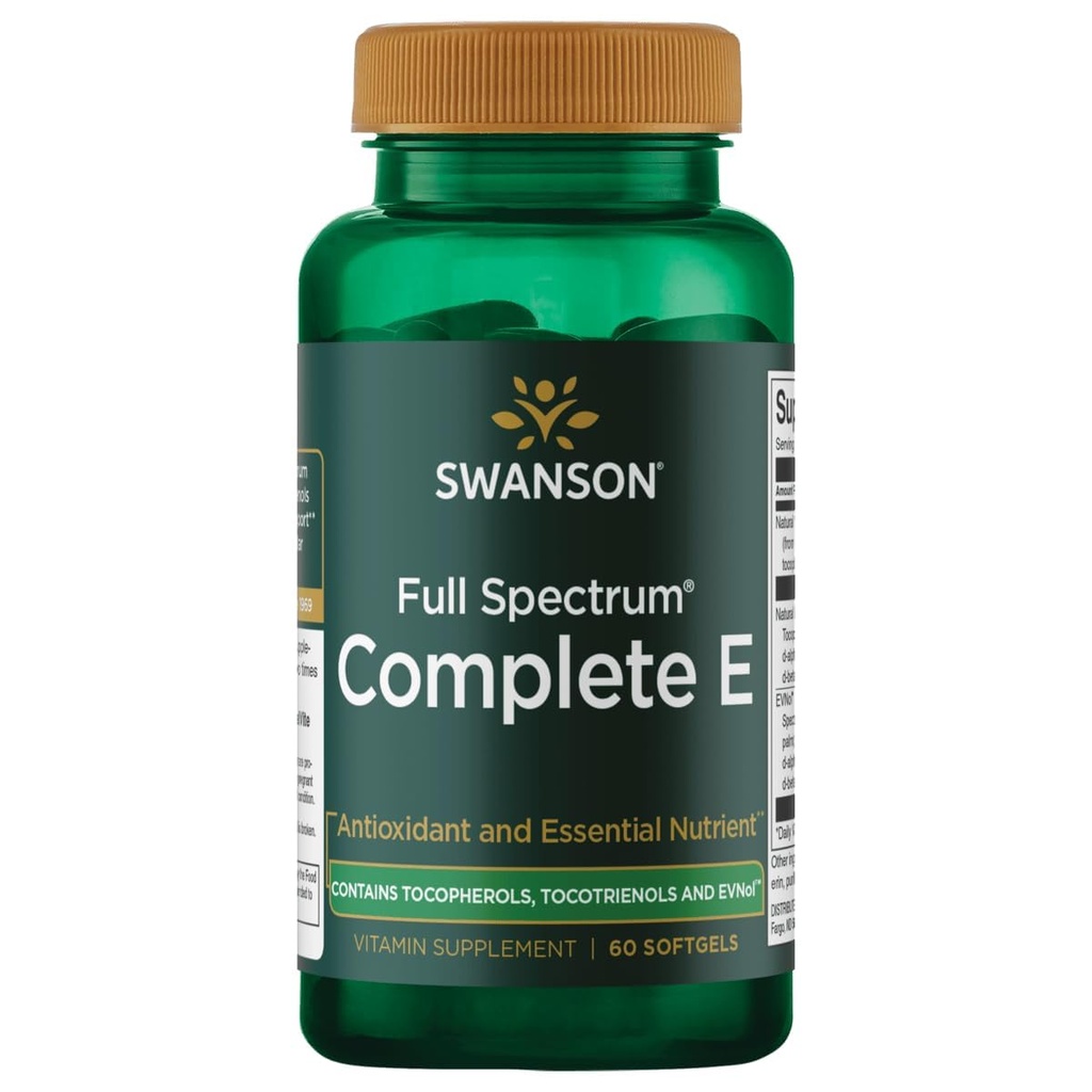 Swanson Full Spectrum Vitamin E dengan Tocotrienol - Prootrienol Heart Health and Cellular Health Support - Suplemen Penuh - (60 Softgels)