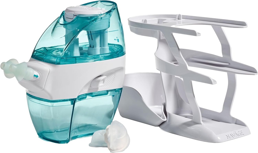 Navage Essentials Bundle - Nasal Irrigation System - Saline Nasal Rinse Kit dengan 1 Navage Nose Cleaner, 30 Salt Pods dan 1 Caddy Countertop