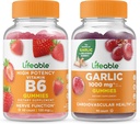 Lifeable Vitamin B6 + Bawang putih, Gummies Bundle - Great Tasting, Vitamin Suplemen, Gluten Bebas, GMO Bebas, Dapat Dikunyah