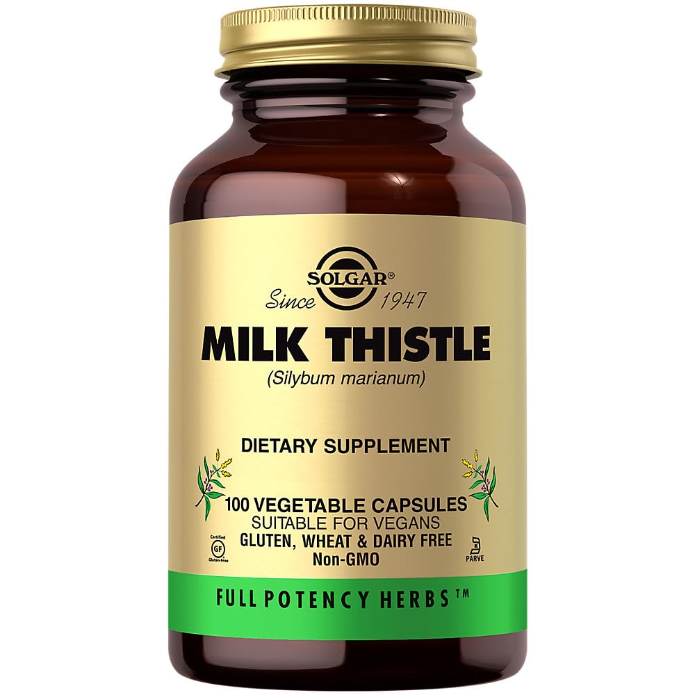 Solgar Milk Thistle - 100 Vegetable Capsules - Full Potsules (FP) - Non-GMO, Vegan, Gluten Free, Dairy Free, Kosher - 100 Servis