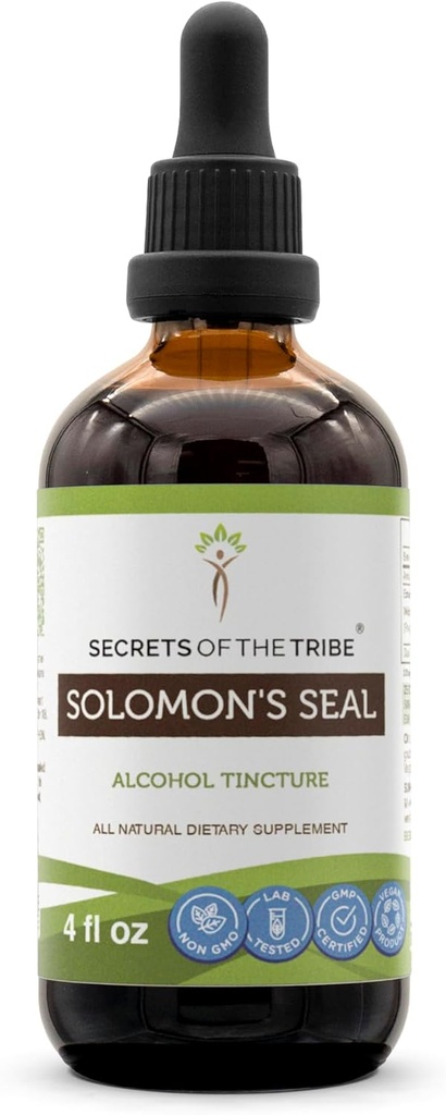 Rahasia Suku Solomon 's Seal Ekstrak Alkohol Pengaruh Tinggi Potency Herbal Drops, Tincture Dibuat dari Wildmade Solomon' s Seal Polygonatum Odoratum Respiratory System Health 4 oz