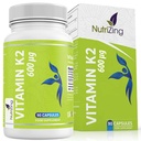 NutriZing K2 Vitamin Suplemen MK-7 - Kekuatan Tinggi 600mcg - Mendukung Kesehatan Bone & Arteri - 90 Vegan Kapsul - Vitamin K2 untuk Pria & Perempuan - 3 Pasokan Bulan