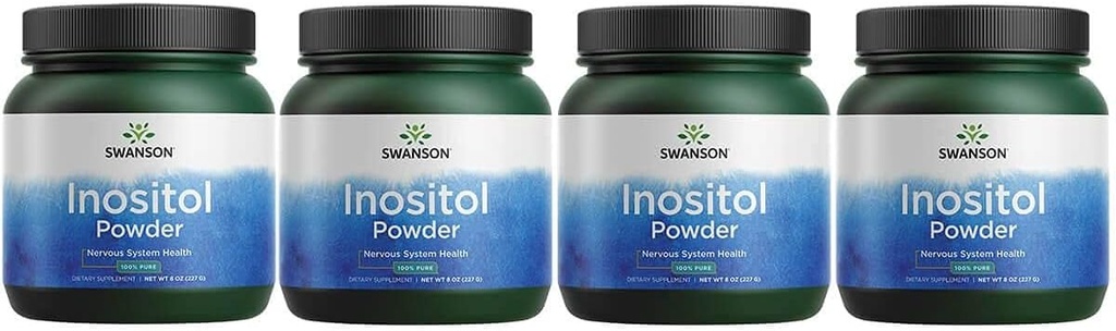 Swanson 100% Pure Inositol Powder - Alami Penambahan Fokus & Relaxation - Nerve & Cellular Support - (8oz) 4 Pack