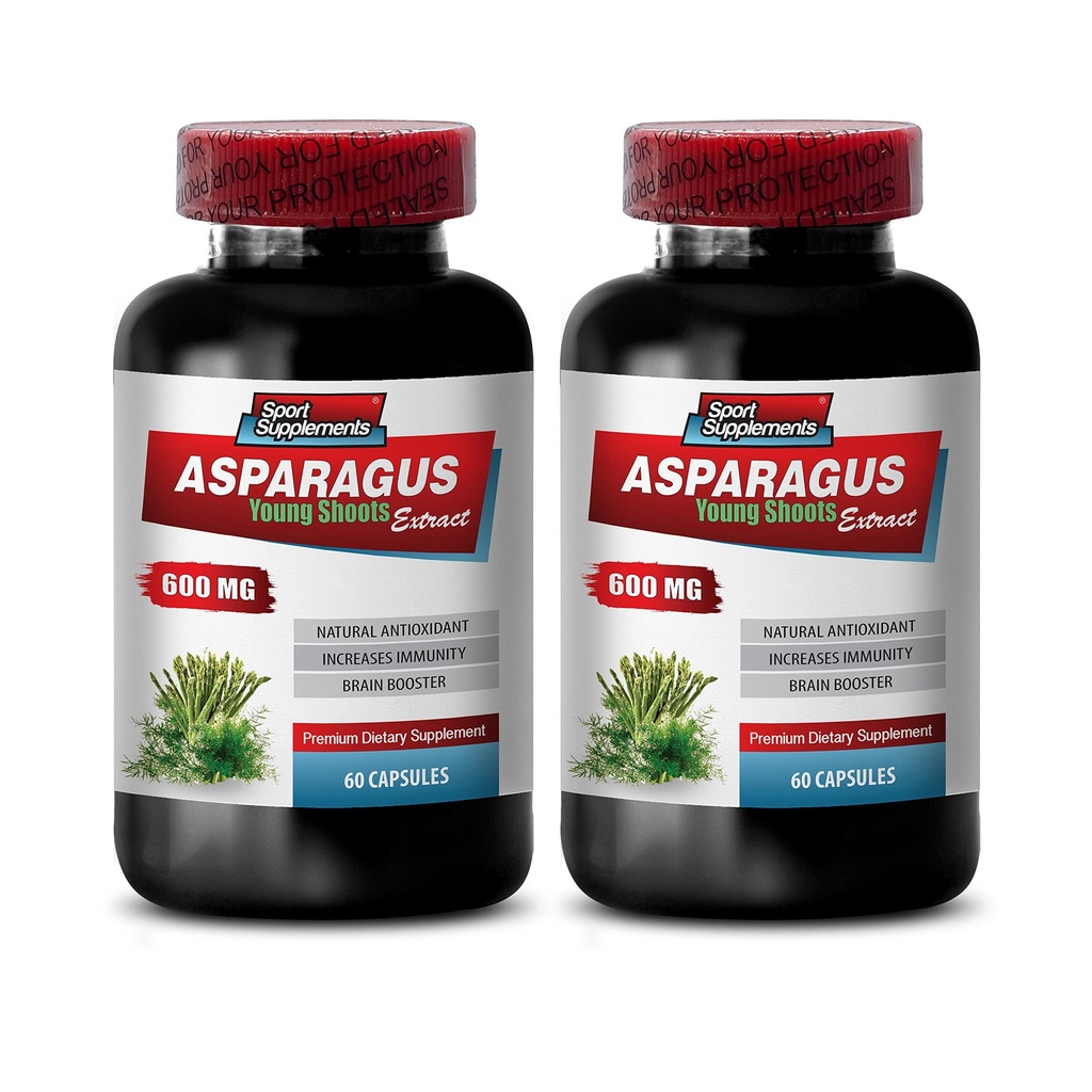 Diuretik Pil - Asparagus 600 MG - Young Shoots Ekstrak - Premium Dietary Suplemen - antioksidant untuk Skin - Extract Asparagus, antioksidant Tambahan, Asparagus Pills - 2B 120 Kapsul