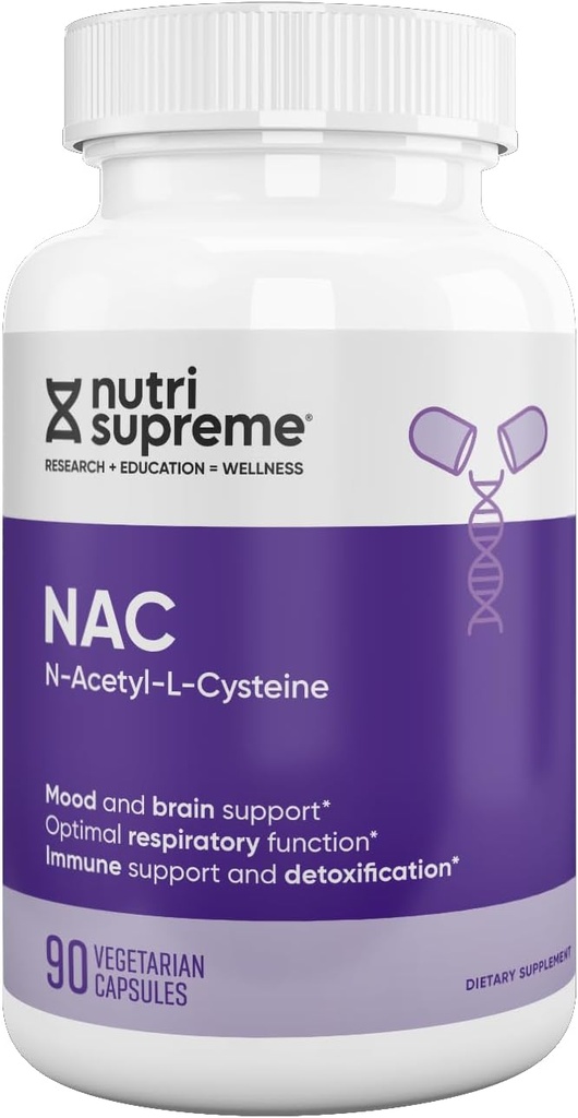 NUTR-Supreme NAC (N-Acetyl-L- Cysteine) 600mg Dieter Suplemen Vegetarian Kapsul, Dukungan Hati, Dukungan Imune