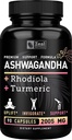 Aswagandha Kompleks - Organik Ashwagandha Root Powder + Rhodiola Rosea + Turmeric - Premium Dukung Formula - Ashwagandha Capsules Supplemen