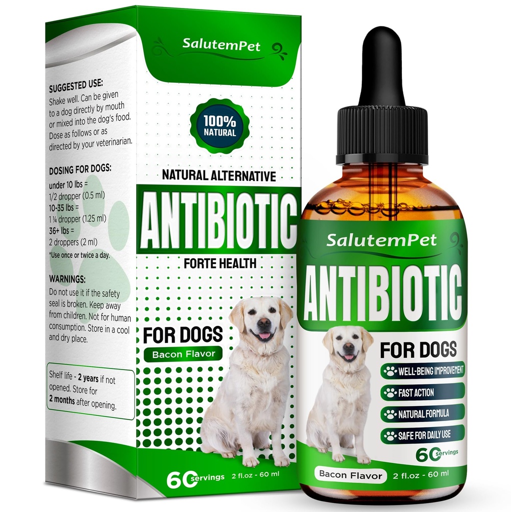 Antibiotik alami untuk Anjing dan Puppy; 124; Antibiotik untuk Dogs of All Ages 124; Herbal Ingreations 124; Membantu dengan Allergies dan UTI 124; untuk Balanced Divalry 124; Gabungan Care 124; Bacon Taste 1242 Oz