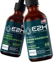 Cair Chlorophyll dan Ashwagandha Liquid Drops 12.4; Vegan, Non- GMO - 2 Fl Oz Each (4 Fl Oz Total) - Bundle