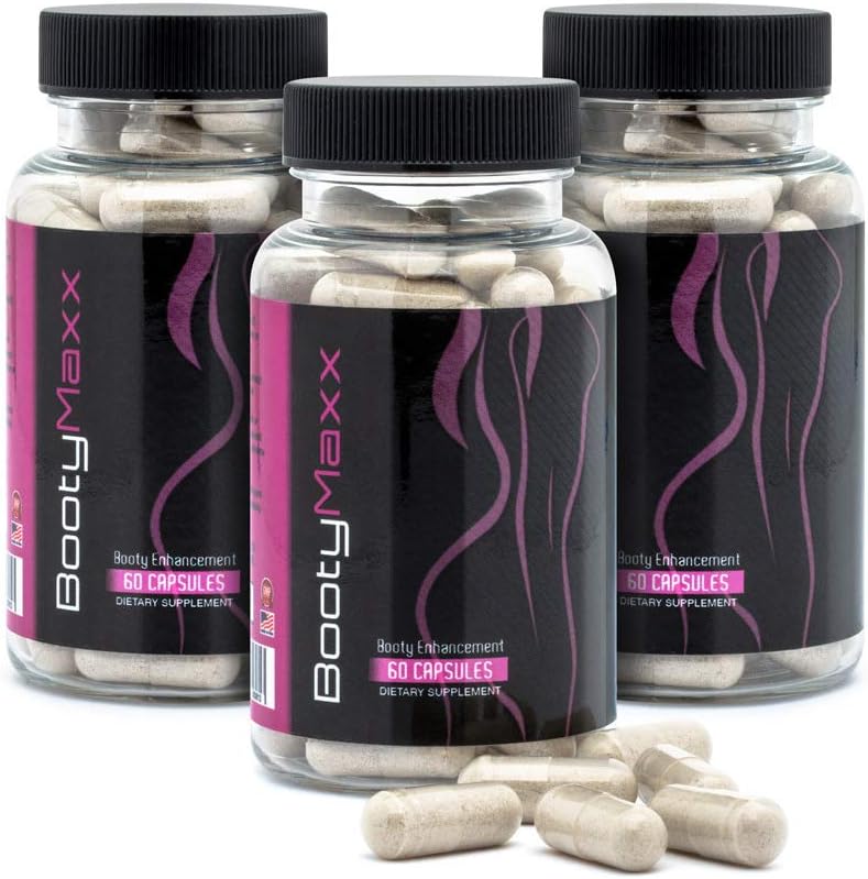 Booty Maxx Pills, Suplemen Perempuan dan Pria, Target Curves Anda, Butt Formula dengan Ingrediens, The Original Booty Brand.