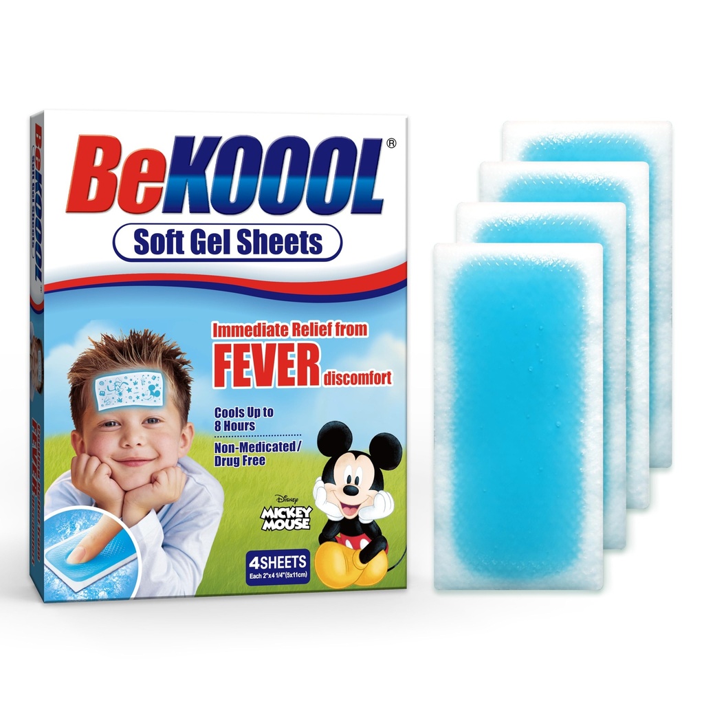 BeKOOL Sheets Soft Geel for Kids for Cooling Relief from Fever inserment 126; 4 Count