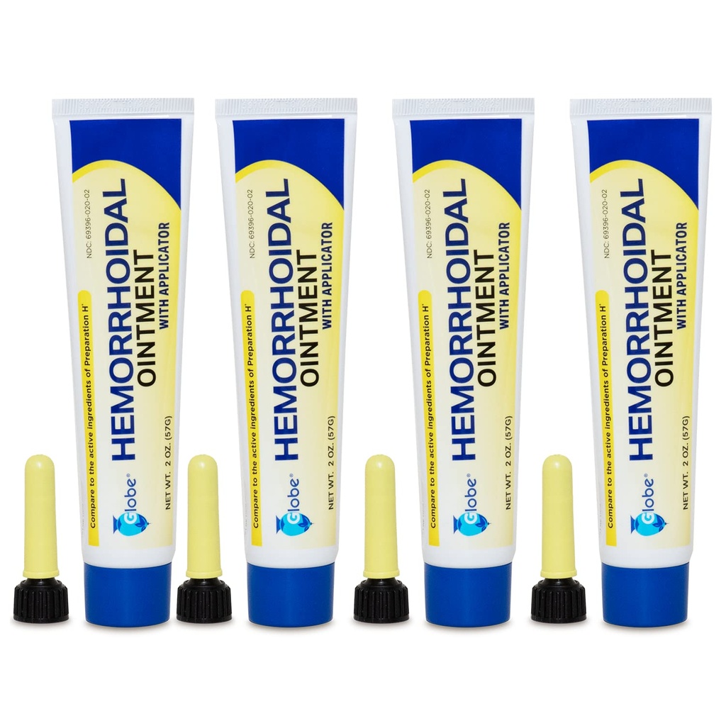 Globe Heemorhoidal Ovedal, Phenylephrine HCI, Petrolatum, Mineral Oil, Relief dari Pembakaran, Pengganggu, dan Ketidaknyamanan Hebrederhoid, 2 Ounces (4 Pack)