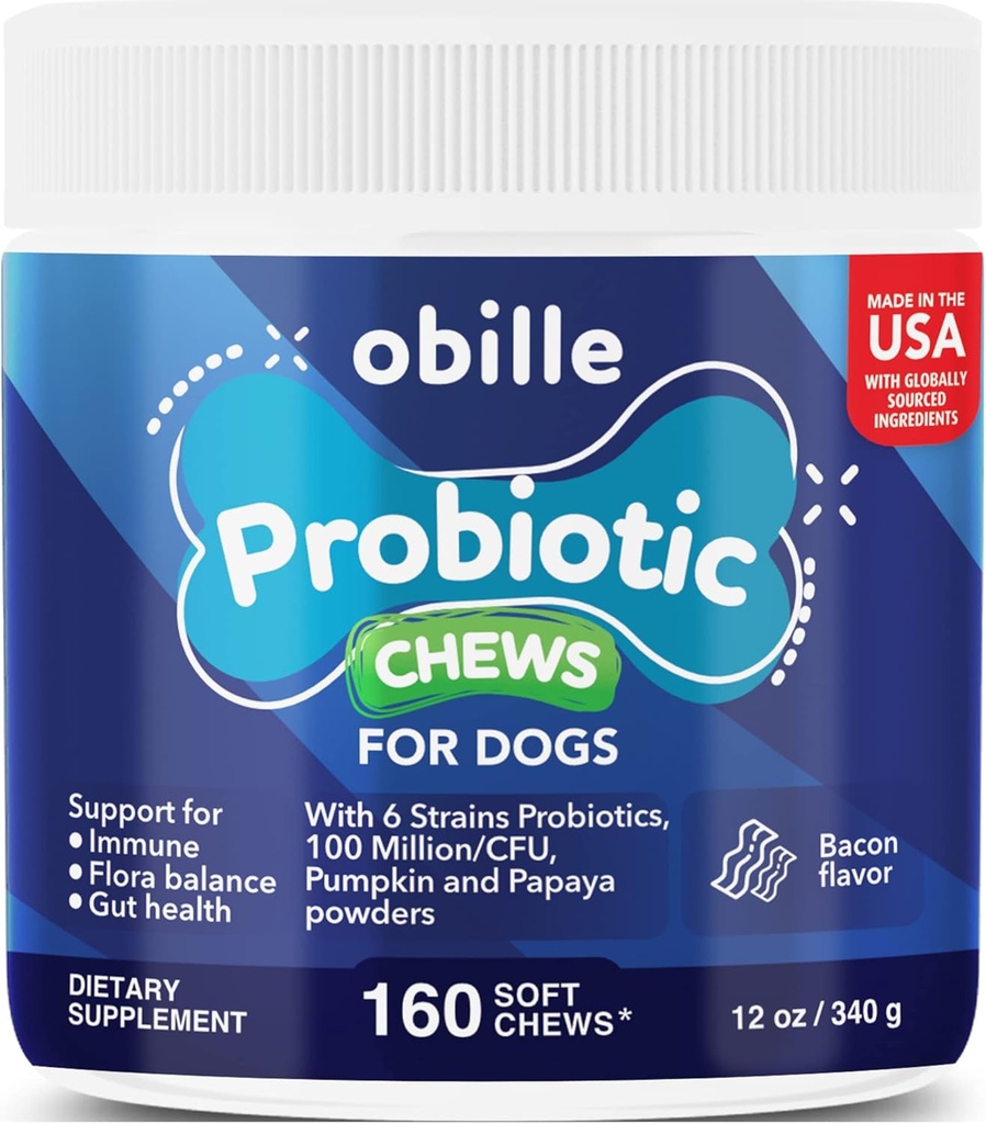 Progres for Dogs 160 Chews 12 oz - Support Gut & Dialoustable Health, Imuniune System, Upset Stomach & Gas, Metabolism, Diare & Loose Stool, Itchy Skin and Ears & Allergies