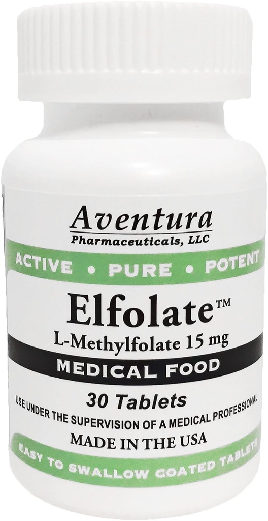 ELFOLATE ® 15mg L- Methylfolat Methyl FIease Methylfolate Medical Food Supplement Profesional Professional Energy Preactive Enable 30 tablet