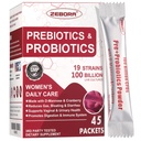 ZEBORA Probiotic-for-Women 100-Milyar-CFUs with Pregities, D-Mannose & Cranberry for Digestrive, Imune, Feminine UT Health Dup, Ultimate Probiotic Women 's Care, Soy & Gluten Free, 45 Packet