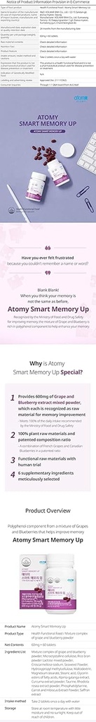 Atomi Smart Memory Up Grape Blueberry Plant Derived Suplemen 60 Tab Baru