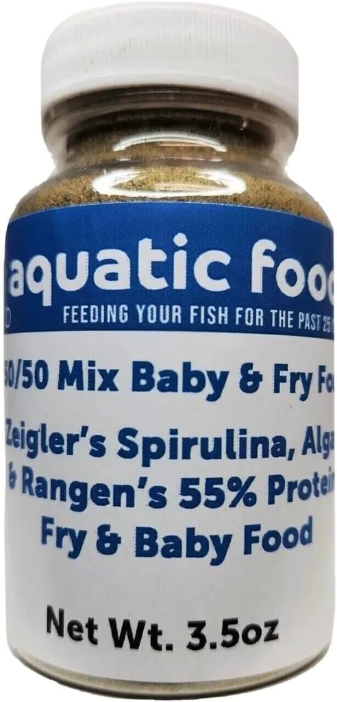 Aquatic Foods Inc. 50 / 50 Mix Spirulina / Algae Powder dan Rangen 's Soft Moist 55% Protein Koi & Tropical Fish Floating Food... 3.5oz Bottle