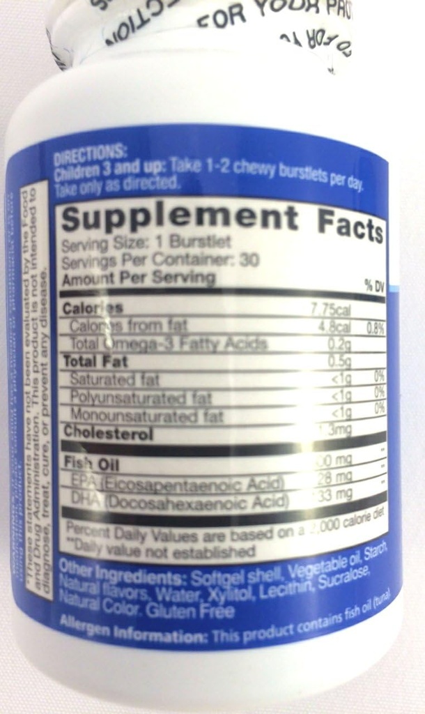 Kids Smart Hi DHA Omega- 3 Fish Oil 30 ea, Burstlets Chewable, Berry, Paket 2