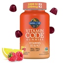 Garden of Life Vitamin Code D3 & K2 dengan Pregren dan Progiti- Bone Health, Ammune Health, and Digetical Support, Non-GMO, Gluten- Free, Raspberry Lemon Flavor, 45 Gummies