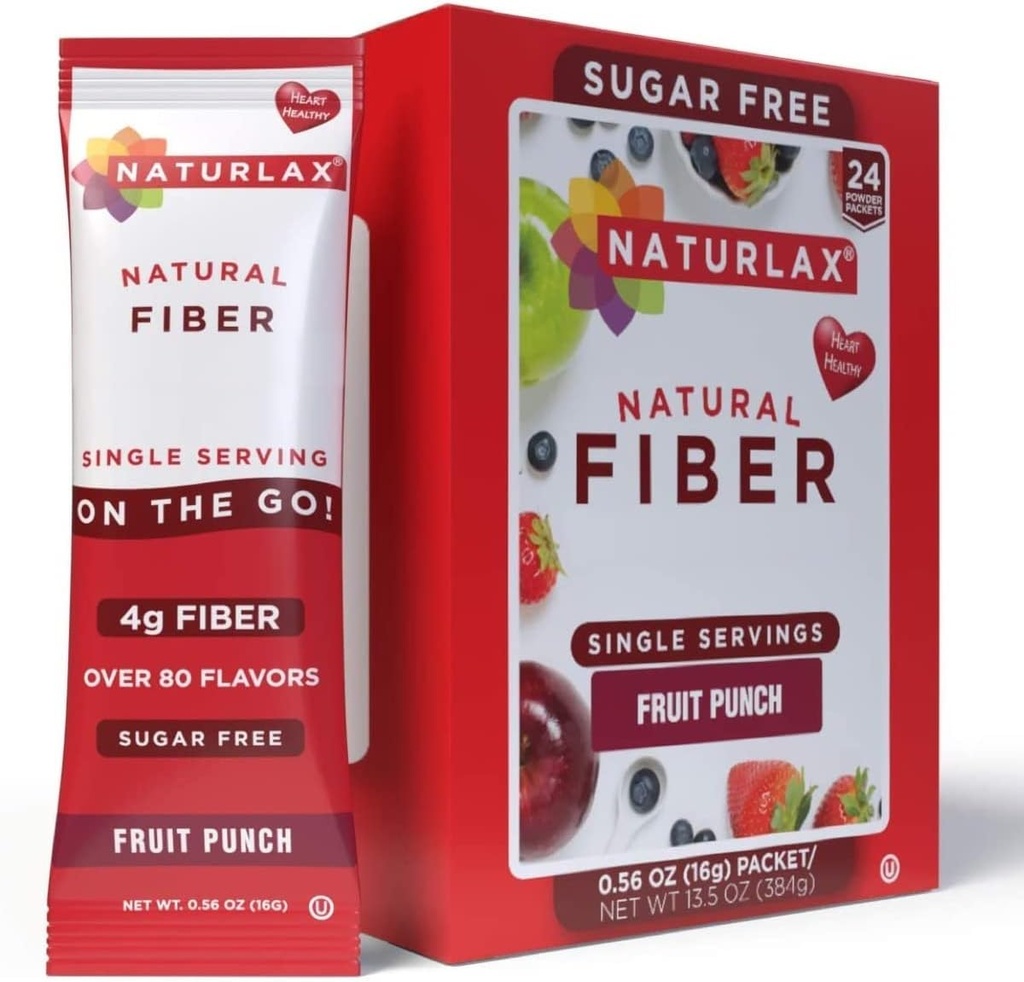 Sugar-Free Fruit Punch Flavored Psyllium Husk, 24 Paket Serat