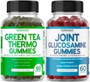 Green Tea Fat Burner Weight Loss (60 Gummies) Appetite Suppressant Weight Loss Suplement for Men & Women and Glucosamin Chondroitin Joint Suplemen (60 Count) Persediaan Bersama untuk Dewasa