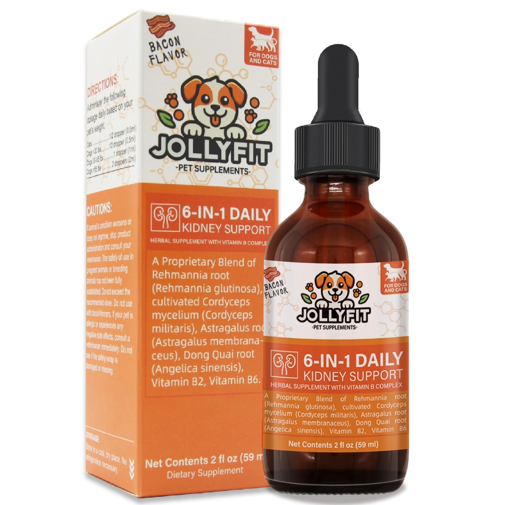 6-in-1 Kidney Support for Cats & Dogs – Promotes Healthy Kidney Function, Energy Levels & Fluid Balance – Veterinarian Formulated Herbal Supplement with Vitamin B2 & B6 – 2 fl oz (59 ml)