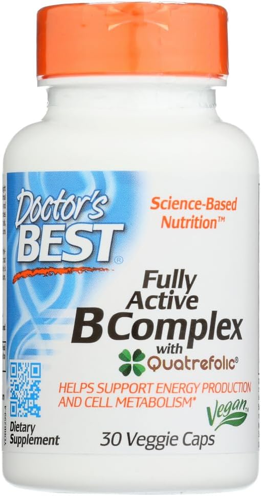 Kompleks B Aktif Terbaik Dokter, Non- GMO, Gluten Free, Vegan, Soy Free, Supports Energy Production, 30 Veggie Caps