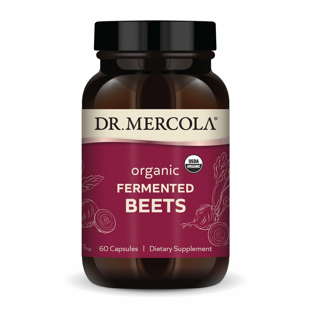 Dr. Mercola Organic Fermentasi Beats - Dukungan Nitric Oxide - USDA Organik, Non- GMO, Gluten- Free & Soy- 60 Kapsul