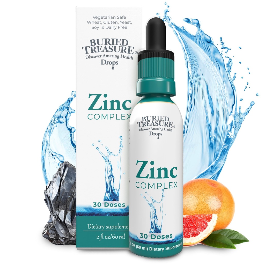 Treasure Zinc Complex Drops - 30 pelayan, 2 fl oz, efisien dan Bioavailable Ionic Zinc Supplemen