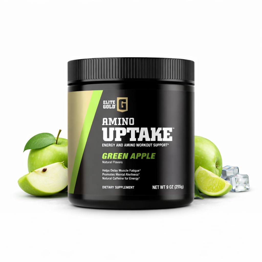 Elite GolElite Gold Amino Uptake, Green Apple, Amino Acid Suplement, Increase Energy, Dukung Muscle Recovery, Beta Alanine, L Citrulline, (30 Pelayan)