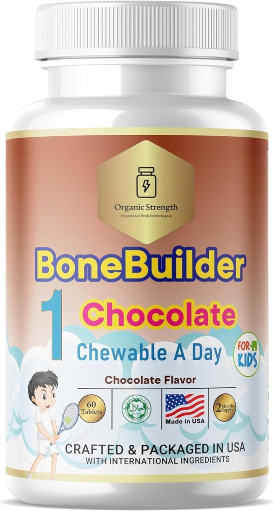 Kids Bone Builder 1 Chewable A Day Halal Vitamin Chocolate Flavor for Age 4-12 60 Servings