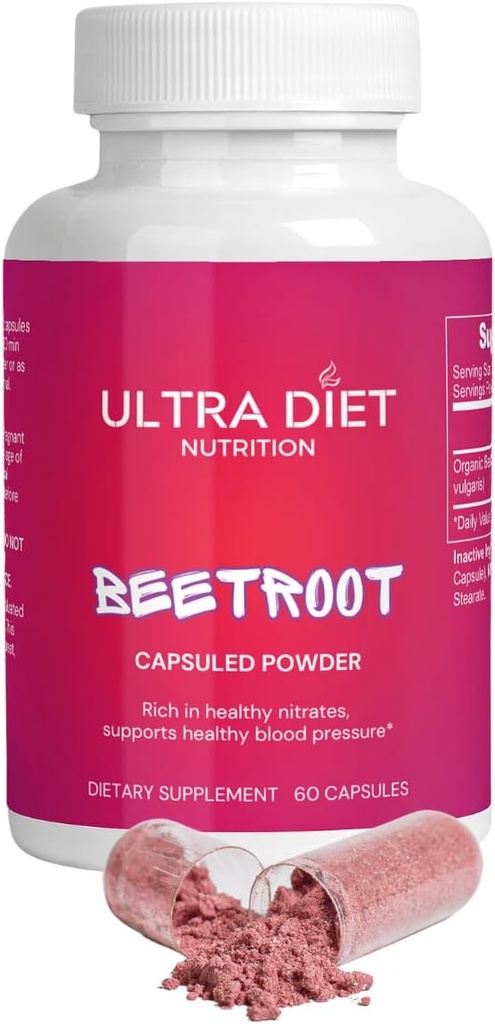 Kapsul Beetroot Organik, 1300mg, Nitric Oxide, 100% Natural, Non-GMO, 60 Kapsul