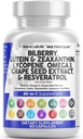 Bersihkan Nutra Eye Vitamin dengan Bilberry Lutein dan Hobxanthin Suplemen Lycopene 40mg Resveratrol Grape Seed Attaxanthin untuk Mata - Dukungan Kesehatan Eye Vitamin dan Mineral Suplemen
