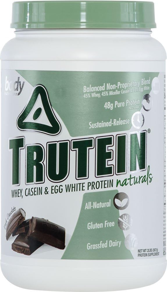 Powder Body Nutrition - Trutein Cokelat Gelap 2lb Whee, Casein & Egg White - Natural Low Carto Friendly Drink - Lean Muscle Builder, Weight Los, Workout, Recovery
