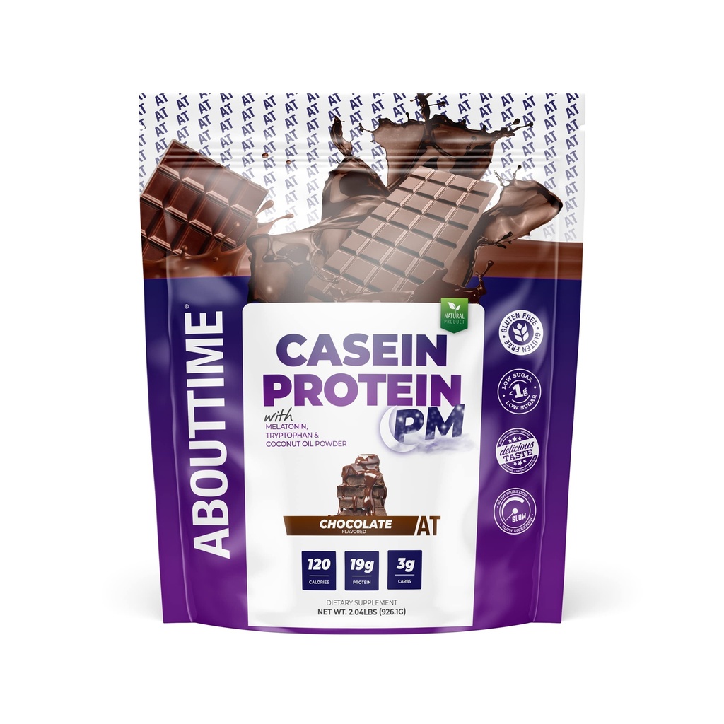 Tentang waktu Casein Protein Chocolate, 19g Protein, Nighttime Recovery Formula, No Artificial Sweeteners, No Growth Hormones