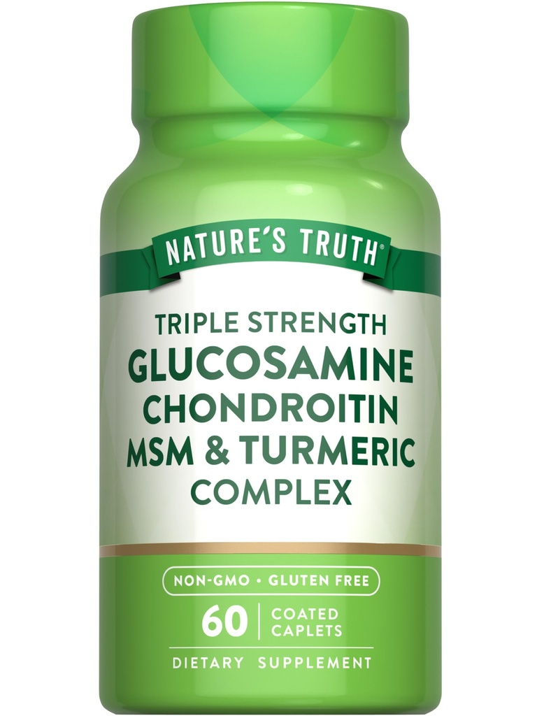 Nature 's Truth Glucosamin Chondroitin MSM Complex 124; 60 Caplets 124; dengan Turmeric 124; Triple Power Formula 124; Non-GMO dan Gluten Free Suplemen
