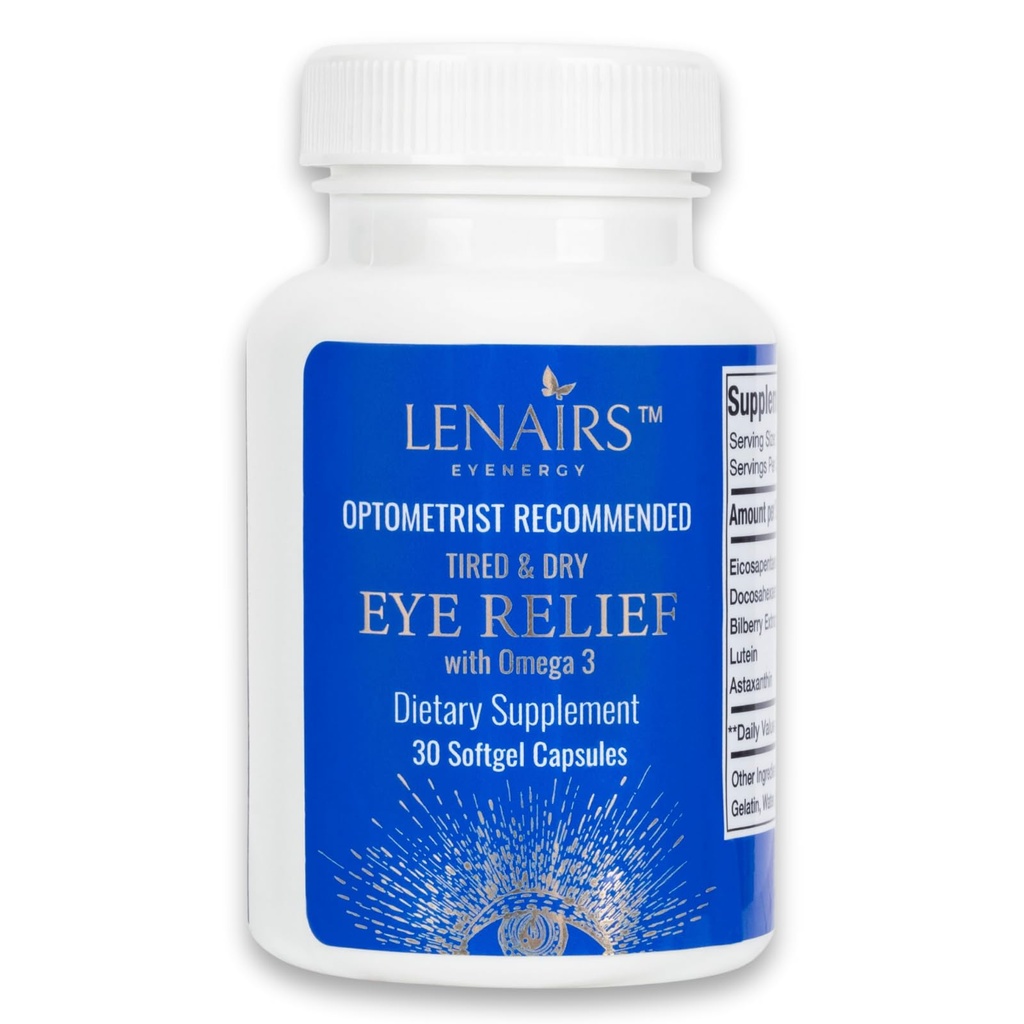 Softgels - Capek & Dry Eye Relief dengan Omega 3, EPA & DHA, Bilberry, Lutein, Astaxanthin, Nutheents for Eye Health, for Computer Eye Strain, Digital Eye Fatigue, Gluten Free