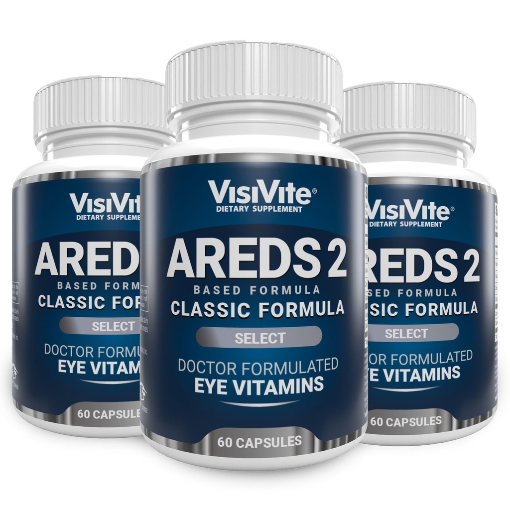 AREDS 2 Pilih Mata Vitamin untuk Dukungan Macalar - Vitamin untuk Mata dengan Lutein Macau Tambahan - Premium Macau Kesehatan Formula - Suplemen Mata - 60 Kapsul - (Paket 3)