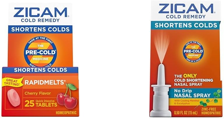Zicam Cold Remedy, Cherry Rapidmelts (25 Count) dan NoDrip Nasal Spray (0.5 Ounce) Bundle