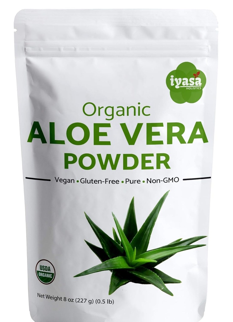 Powder Organic Aloe Vera, Aloe Barbadensis untuk Cooling Face and Hair Mask, Moisturizer Natural, One Realbale Pack 8 oz / 223 Gram