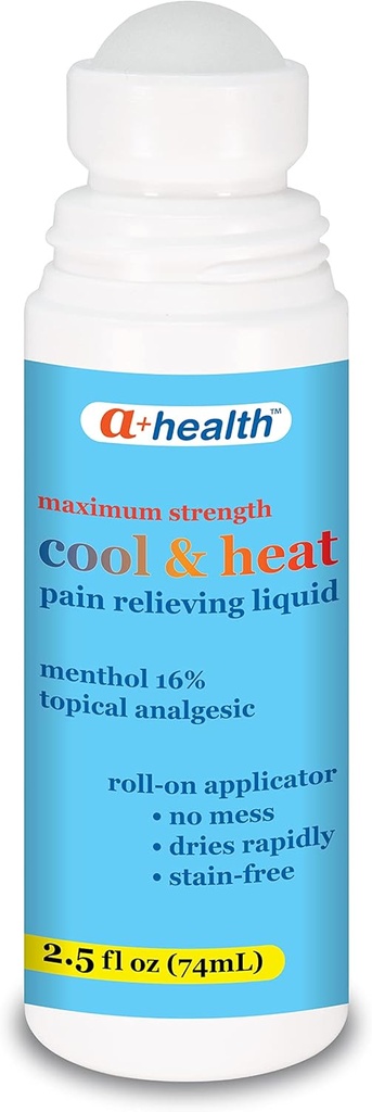 A + Health Cool & Heat Pain Relieving Cair, Menthol 16%, Maximum Power, Roll On, Made in USA, 2.5 fl Ounces (CoolHeat)