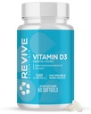 Revive MD Vitamin D3 Suplemen, 5000 IU - Potency Cholecalferol Tinggi untuk dukungan Imune, absorpsi Kalsium, Bone & Muscle Health - Supplemen Diet Non-GMO dengan Tidak Berisi - 60 Softgeels