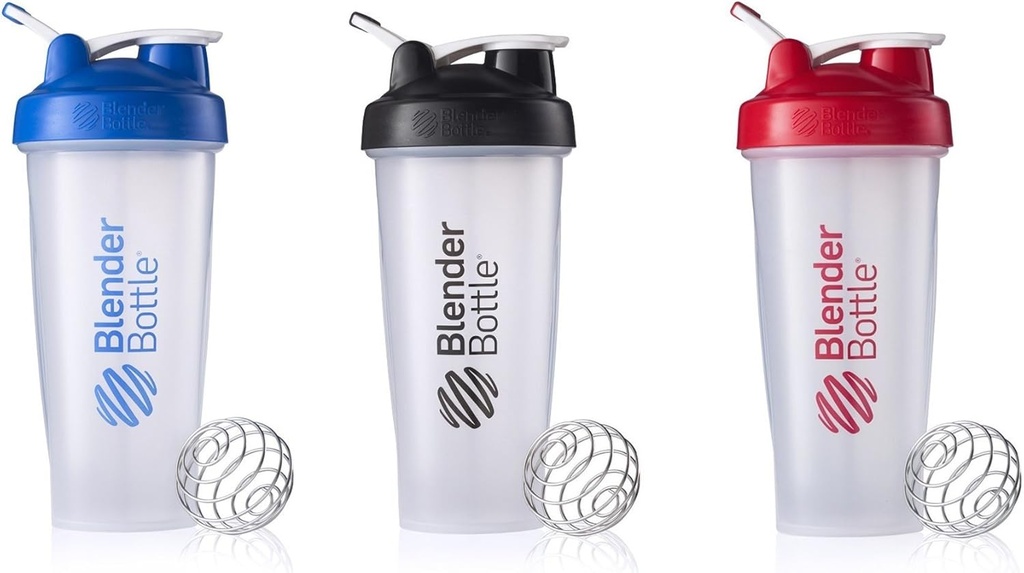 BlenderBottle 3-Pack Water Bottle, Blue / Black / Red