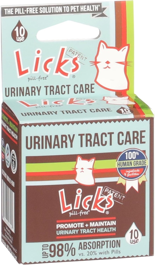 Licks Pill- Free Cat Urinary Tract Care - Cat UTI Care and Prevention Gel Packets - Urinary Trakt Infeksi untuk Kucing - Omega 3 Fish Oil dan L- Lysine Supplemen - Gel Packets - 10 Gunakan