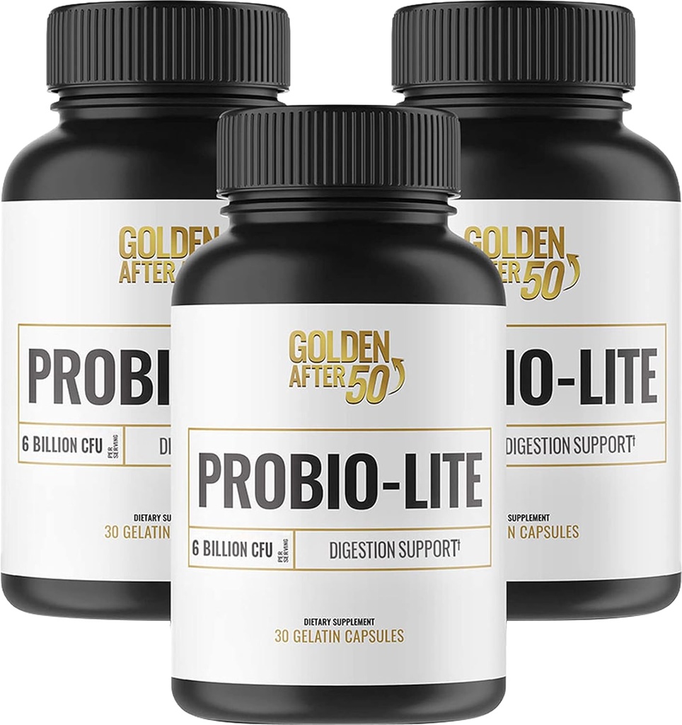 Golden After 50 Probio- Lite - for Gut Health and Distration Support - Propolation for Men and Women - 3 Bottles - Propoles for Occational Heartburn, Gas, Internable